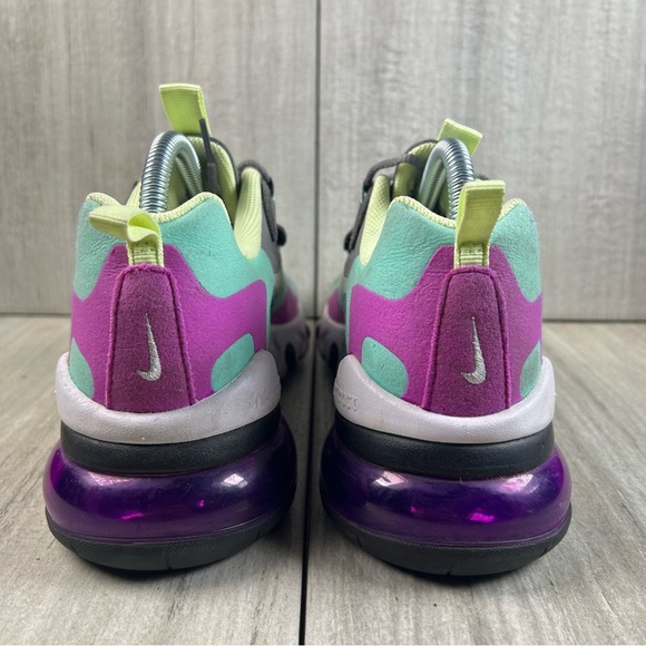 Nike Air Max 270 React Grey Purple Athletic Sneaker Running Shoe Womens Size 8 - Picture 7 of 10